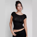 Women T-shirt Summer round Neck Backless Sexy Top T-shirt