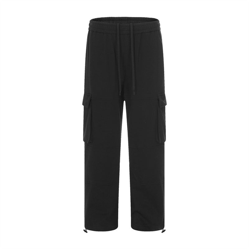 Men Sweatpants Multi-Pocket Slacks Loose Straight Wide Leg Pants