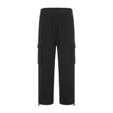 Men Sweatpants Multi-Pocket Slacks Loose Straight Wide Leg Pants