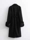 Women Woolen Coat Hepburn Woolen Coat Winter Mid-Length Overcoat
