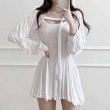Women Dresses Lantern Sleeve Long Sleeve Shawl Sleeveless Dress