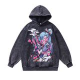 Men Hoodie Cartoon Printing plus Velvet Thickened Oversize Couple Hooded Sweater