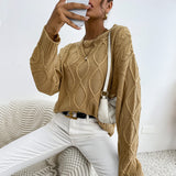 Women Knitted Sweater Casual Solid Color Long Sleeve round Neck Sweater