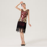 Flappers 1920S Dress Vintage Sequined Dress V-neck Tassel Hem Dress