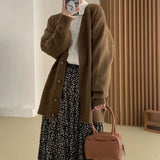 Women Knitwear Fall/Winter V-neck Sweater Coat Loose Knitted Cardigan