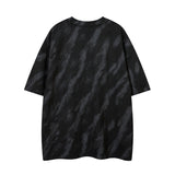 Men T Shirt Vintage Distressed Graffiti Suede Short Sleeve T-shirt