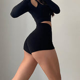 Women Yoga Sports Shorts Skinny Knit Sexy Sports Hot Pants