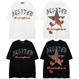 Men T Shirt Gothic Letter Graffiti Couple Short Sleeve T-shirt