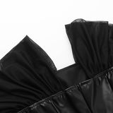 Women Dresses Pu Mesh Leather Skirt Autumn and Winter Short Skirt Xs23255ll (Csm202403)