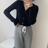 Women Cardigan Sweater V-neck Knitted off-Shoulder Short Long Sleeve Cardigan Spring and Autumn Top 8t8120