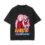 Anime T-shirt short-sleeved summer washed old cotton top loose