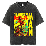 Vintage washed anime cotton T-shirt Harajuku