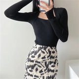 Women Sweater Knitwear off-Shoulder Pullover Slim Bottoming Shirt