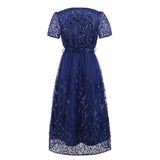 Women Date Dress Slim Fit Embroidered Leaves Sequin Gauze Dress Skirt