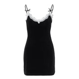 Women Dresse Sexy Lace Suspender Skirt Sheath Dress