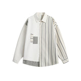 Unisex Jacket Autumn Striped Stitching Shirt