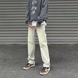 Men Jeans Vintage Jeans Summer Distressed Straight Bootleg Pants