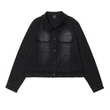 Women Jacket Denim Coat Women's Washed White Lapel Button Autumn and Winter Denim Clothes Jacket