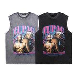 Men Vest Summer Vintage Vintage Rap Portrait Sleeveless T-shirt