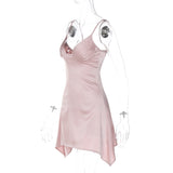 Women Dresses Spring Sexy V-neck Backless Sling Dress (Bla0420)