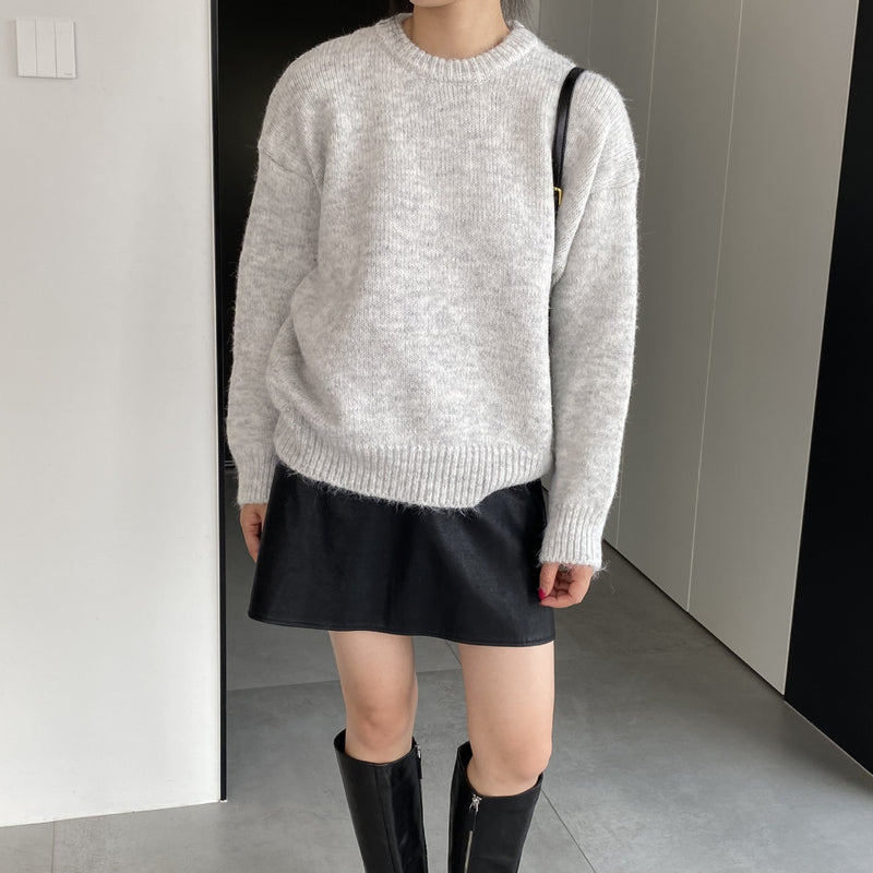 Women Winter Knitted Sweater round Neck Sweater Autumn and Winter Loose-Fitting Long Sleeve Sweater Q731