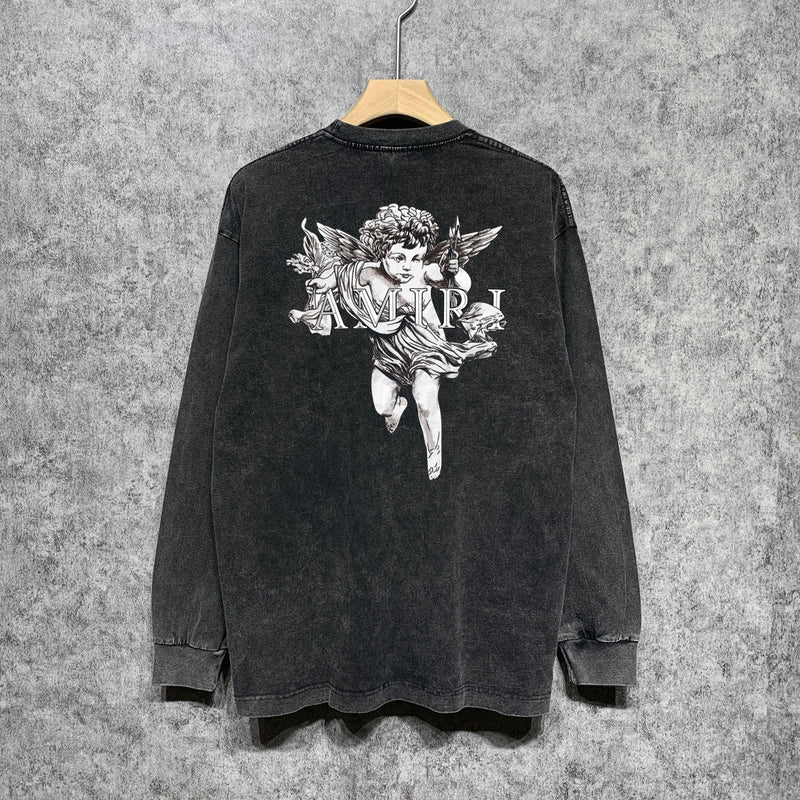 Amiri Long-Sleeve Shirt Little Angel Pattern Vintage Long Sleeve T-shirt