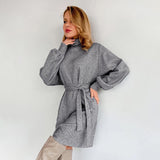 Women Dress Autumn and Winter Turtleneck Knitted Sweater Dress