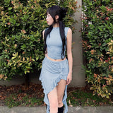 Women Dresses Summer Midriff-Baring Top Suit (Csm202404)