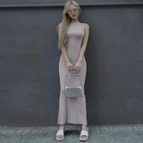 Women Dresses Summer Slim round Neck Dress