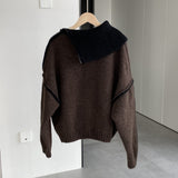 Women Winter Knitted Sweater Autumn Sweater Long Sleeve Zipper Sweater R8922