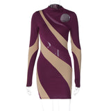 Women Dresses Spring Hollow round Neck Long Sleeve Slim Fit Dress