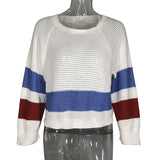 Women Knitted Sweater Sexy Cutout Knitted Sweater Autumn and Winter round Neck Long Sleeve Loose Sweater