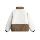 Unisex Coat Khaki Stitching Cotton Jacket