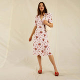 Robe Bridgerton Summer Print Floral Vintage Short Sleeve V-neck