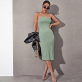 Women Dress Summer Sexy Split Sling Hip Knitwear Dress