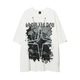 Men T Shirt Vintage Oversize round Neck Short Sleeve T-shirt