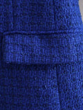 Women Suits Autumn Leisure Color Block Tweed Double Breasted Long Sleeve Suit Coat