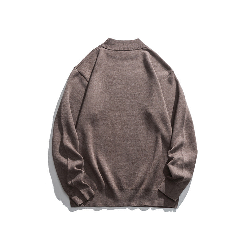 Unisex Winter Cotton Coat Knitwear Vintage Mock Neck Sweater