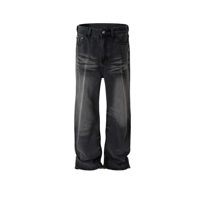 MIJKO Men's Vintage Pants MIJKO Old Trousers Men's and Women's Straight Wide-Foot Jeans