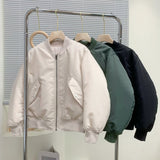 Women Jacket Autumn and Winter Stand Collar Jacket Long Sleeve Baseball Uniform Coat