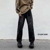 Men Jeans Washed Worn Jeans Men's Autumn and Winter Loose Wide Leg Pants Straight-Leg Pants