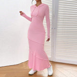 Women Dress Fall/Winter Slim Hip Hooded Long Sleeve Casual Dress