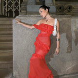 Women Dresses Sexy Ribbon Dress Spring Summer Slim-Fit Long Dress