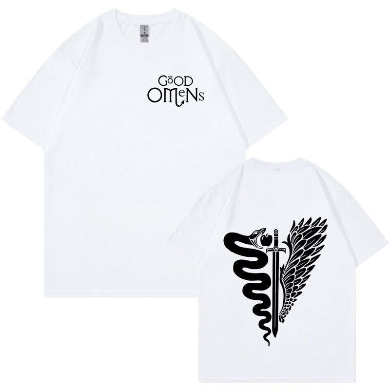 TV Play Good Omens Print T Shirts Men Women Fashion Vintage