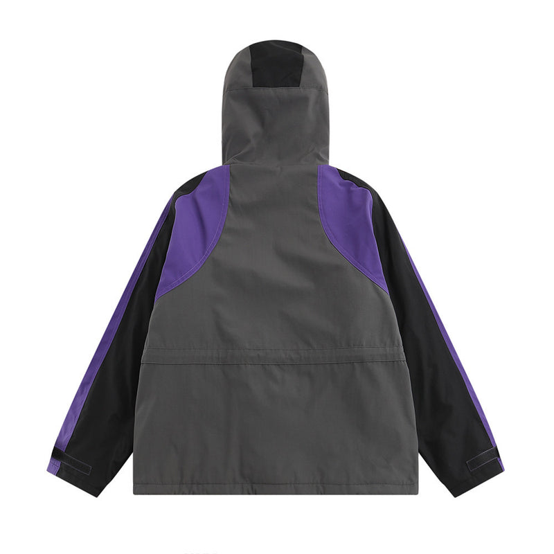 Men Jacket Coat Men's Winter Outdoors Mechanical Style Colorblock Hood Zipper Jacket