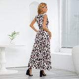 Women Date Dress Summer Leopard Print Maxi Dress