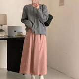 Women Knitwear Spring and Autumn round Neck Sweater Loose Knitted Cardigan