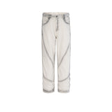 MIJKO Men's Vintage Pants MIJKO Splicing Trousers Men's and Women's Straight Jeans