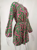 Women's Evening Gown Sexy Loose-Fitting V-neck Long Sleeves Striped Sequined Jumpsuit