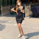 Women Dresses V-neck Short Sleeve Dress
